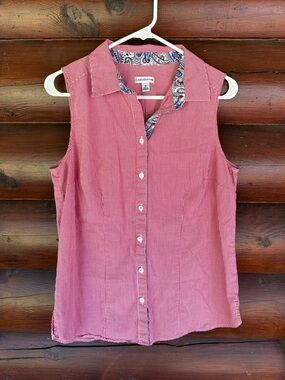 90s Sleeveless Button-Down GinghamTop